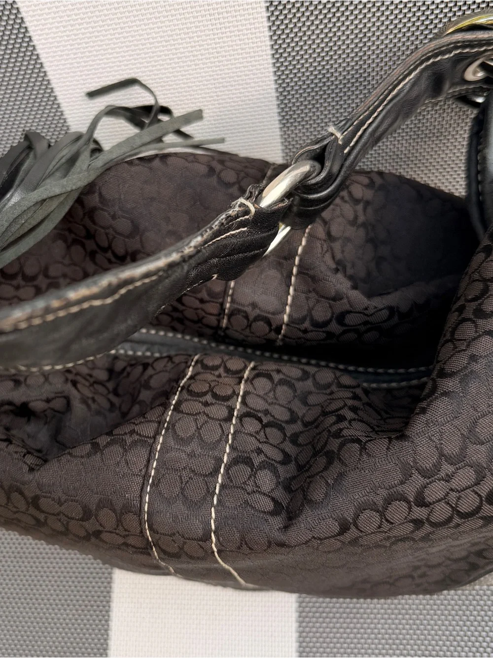 Coach Vintage Black Signature Canvas Soho Hobo Bag